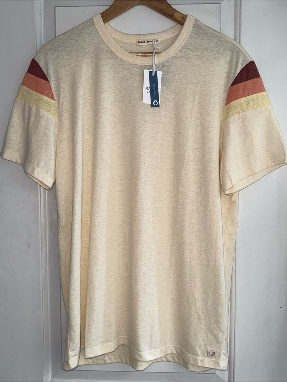 Marine Layer NWT Banks Retro Stripe Tee in "Whitecap" - Size Marge (M/L)